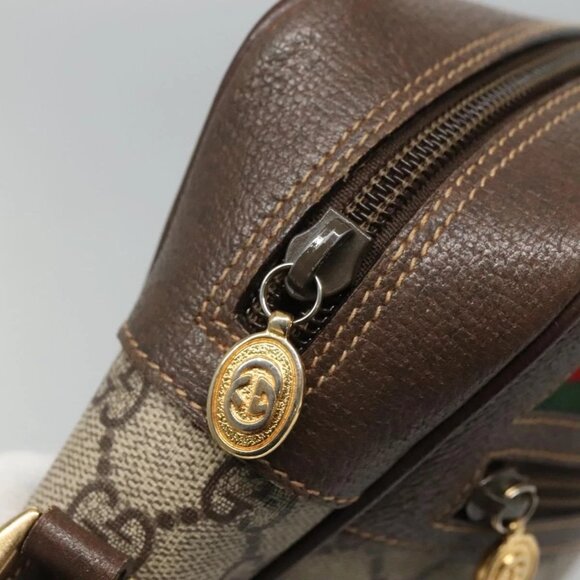 GUCCI GG Supreme Web Sherry Line Bag PVC Beige 4023 001 56 6472 Auth ep7946 - Picture 12 of 16